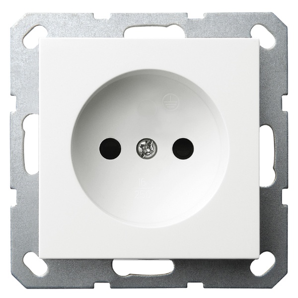 Розетка без заземления со шторками Jasmart G 16А, белый глянцевый