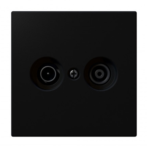 Розетка TV+FM Jasmart FD d9.5мм проходная, черный матовый (soft touch)