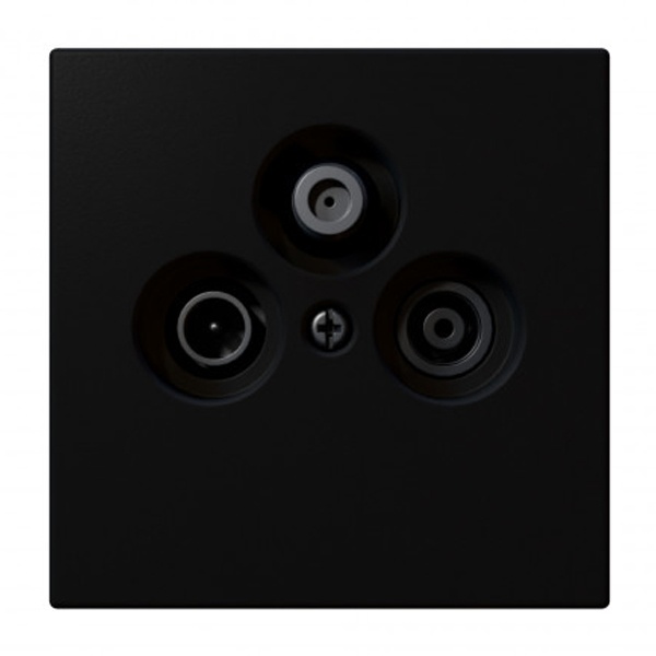 Розетка TV+FM+SAT Jasmart FD d9.5мм оконечная, черный матовый (soft touch)