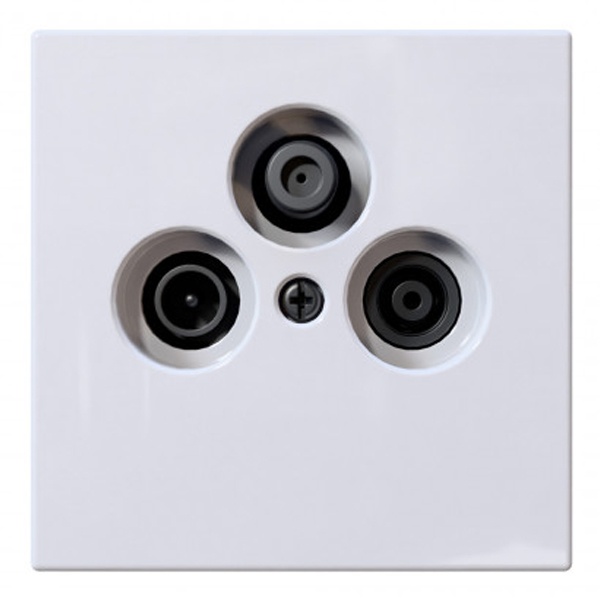 Розетка TV+FM+SAT Jasmart FD d9.5мм проходная, белый глянцевый