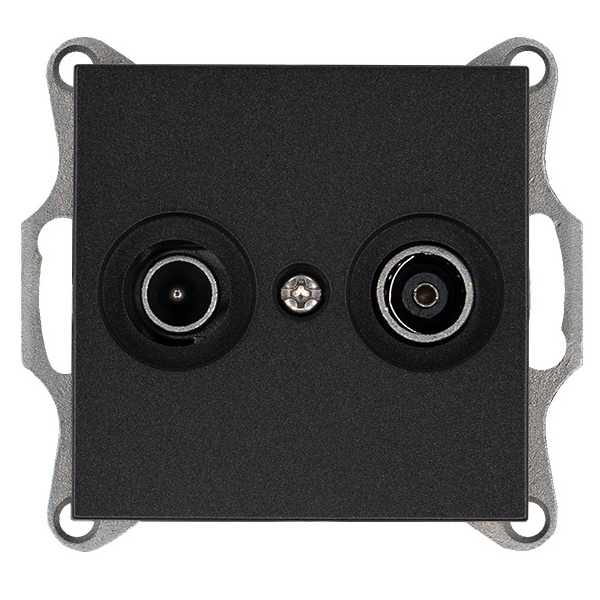 Розетка TV+FM Jasmart G d9.5мм проходная, антрацит