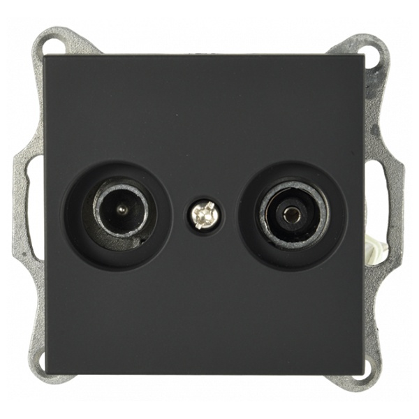 Розетка TV+FM Jasmart G d9.5мм проходная, черный матовый