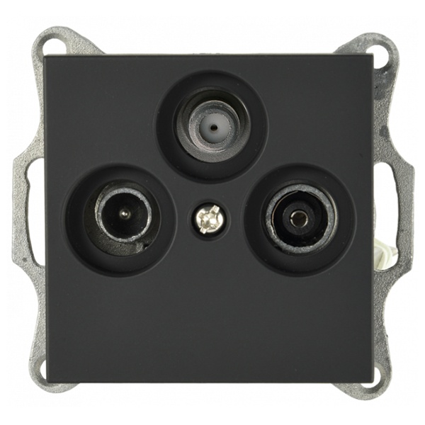 Розетка TV+FM+SAT Jasmart G d9.5мм проходная, черный матовый