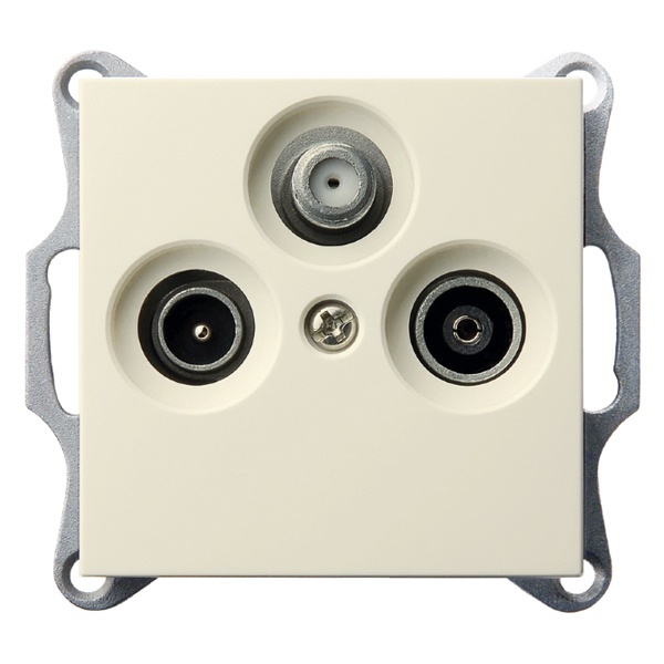 Розетка TV+FM+SAT Jasmart G d9.5мм проходная, слоновая кость (бежевый)