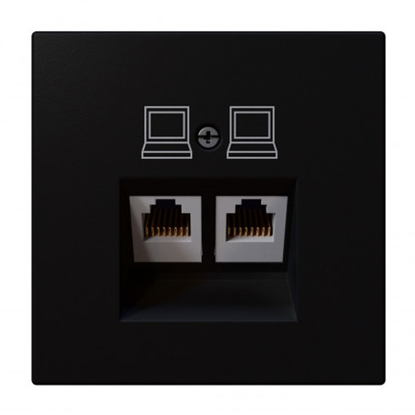Интернет-розетка RJ45 Jasmart FD двойная категория 5, черный матовый (soft touch)