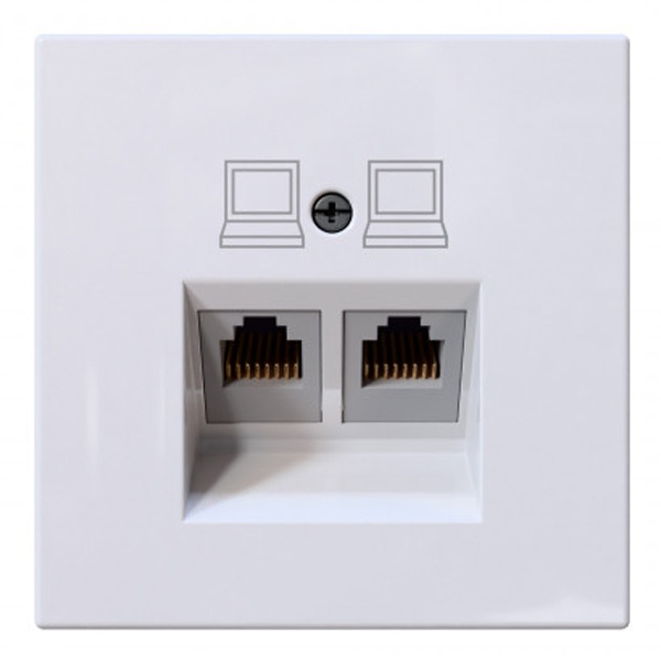 Интернет-розетка RJ45 Jasmart FD двойная категория 5, белый глянцевый