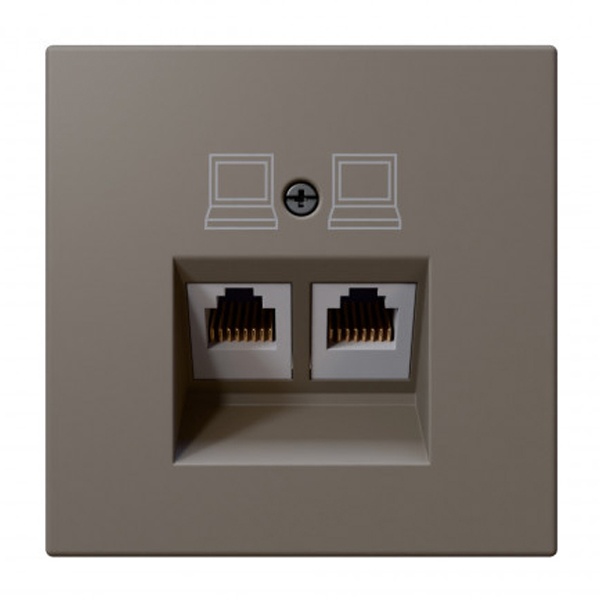 Интернет-розетка RJ45 Jasmart FD двойная категория 6, тауп (soft touch)