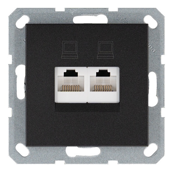 Интернет-розетка RJ45 Jasmart G двойная категория 6, антрацит