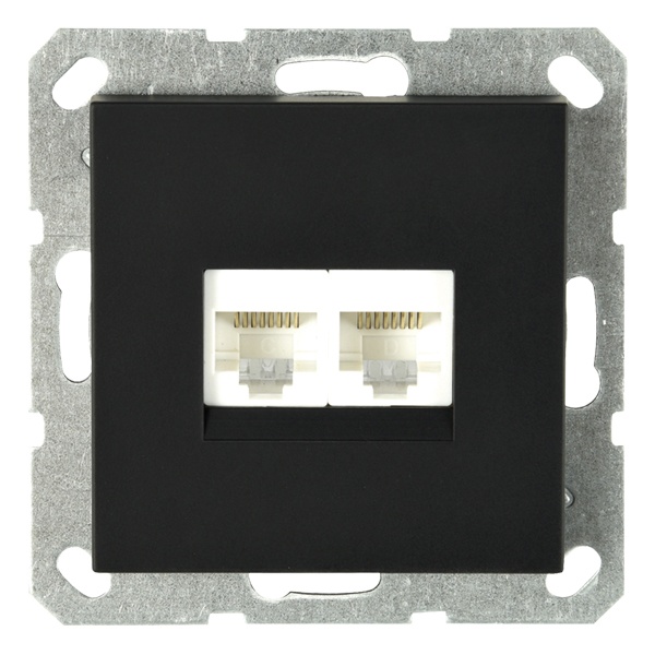 Интернет-розетка RJ45 Jasmart G двойная категория 6, черный матовый
