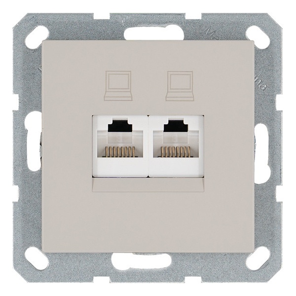 Интернет-розетка RJ45 Jasmart G двойная категория 6, тауп
