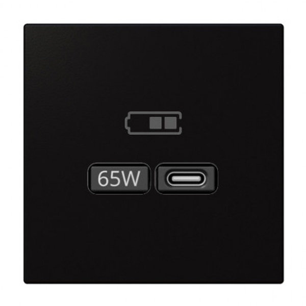 USB зарядка Jasmart FD 65Вт тип С и тип А, 220-240В, черный матовый (soft touch)