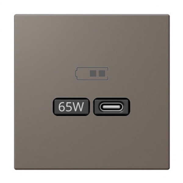 USB зарядка Jasmart FD 65Вт тип С и тип А, 220-240В, тауп (soft touch)