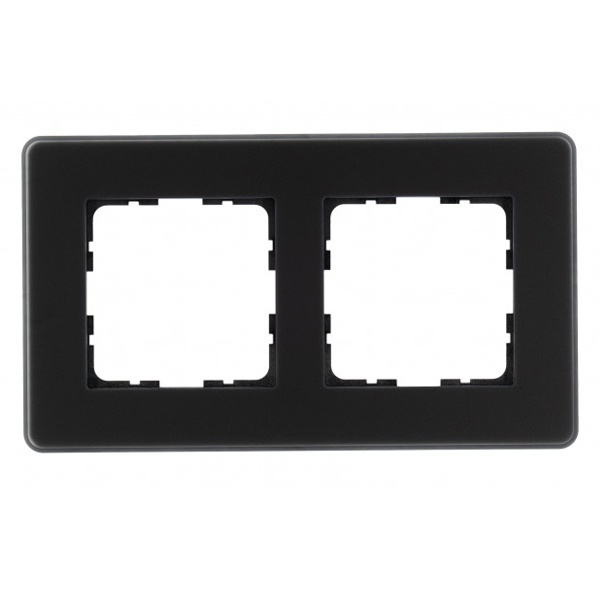 Рамка закругленная Jasmart 2-постовая, стекло матовое черный