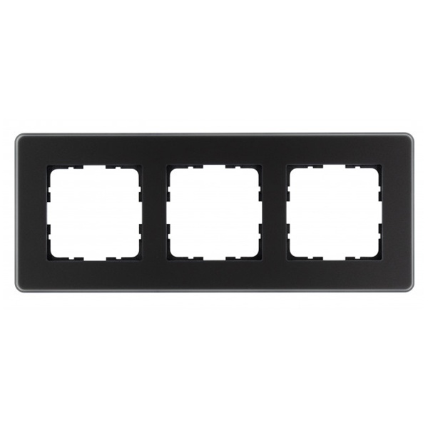 Рамка закругленная Jasmart 3-постовая, стекло матовое черный