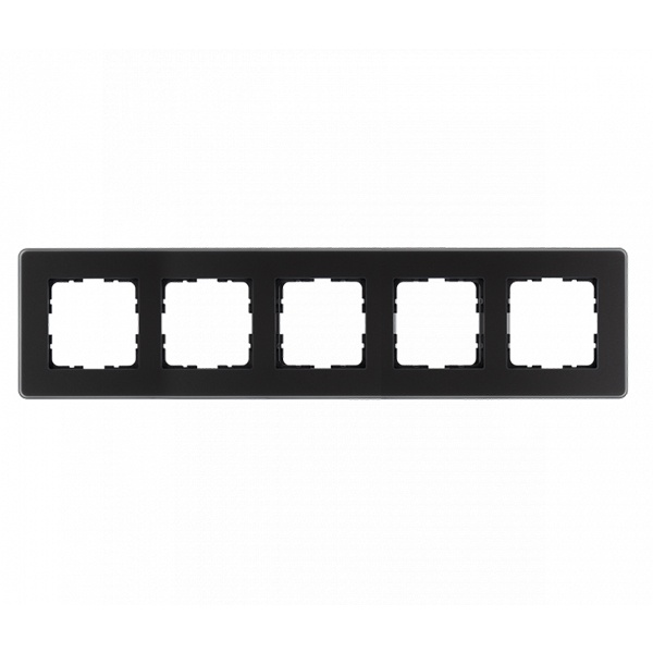 Рамка закругленная Jasmart 5-постовая, стекло матовое черный