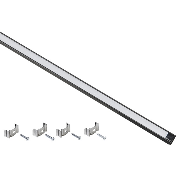 Профиль алюминиевый для светодиодной ленты ИЭК 1712 накладной прямоугольный опал черный 2м комплект