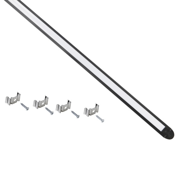 Профиль алюминиевый для светодиодной ленты ИЭК 2207 встраиваемый трапециевидный опал черный 2м компл