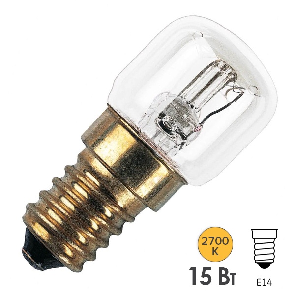 Лампа для духовых шкафов Osram OVEN T22 CL 15W 230V E14 300°С прозрачная d22x50mm