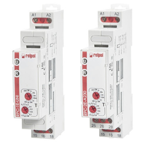 Реле времени с задержкой включения Relpol RPC-2E-UNI 8A 2CO AgSnO2 12-240В AC/DC 1с-10дней