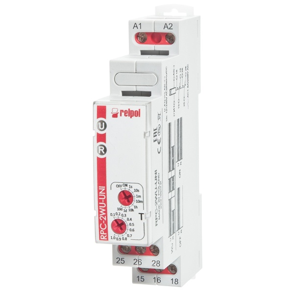 Реле времени включения на установленное время Relpol RPC-2WU-UNI 8A 2CO 12-240В AC/DC 1с-10дней