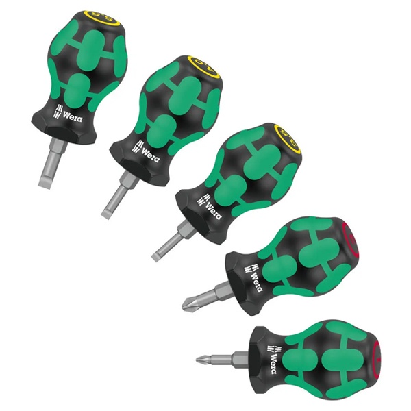 Набор коротких отверток Wera 5 штук Stubby Set 1 Kraftform SL 0.6x3.5/0.8x4.0/1.0x5.5, PH 1x25/2x25