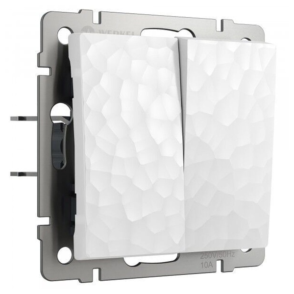 Выключатель двухклавишный проходной Werkel Hammer белый