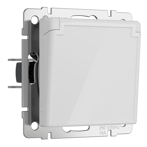 Розетка влагозащищенная с заземлением с крышкой и шторками IP44 Werkel акрил белый