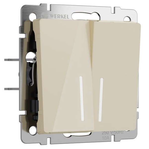 Выключатель двухклавишный с подсветкой Werkel акрил айвори