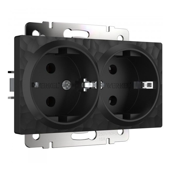 Розетка двойная с заземлением Werkel Hammer черный