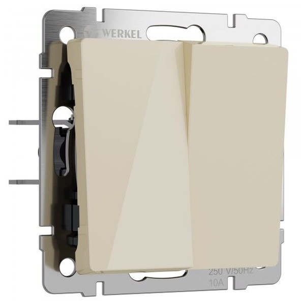 Перекрестный выключатель двухклавишный Werkel акрил айвори