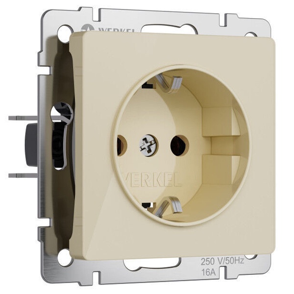 Розетка с заземлением и шторками Werkel акрил айвори