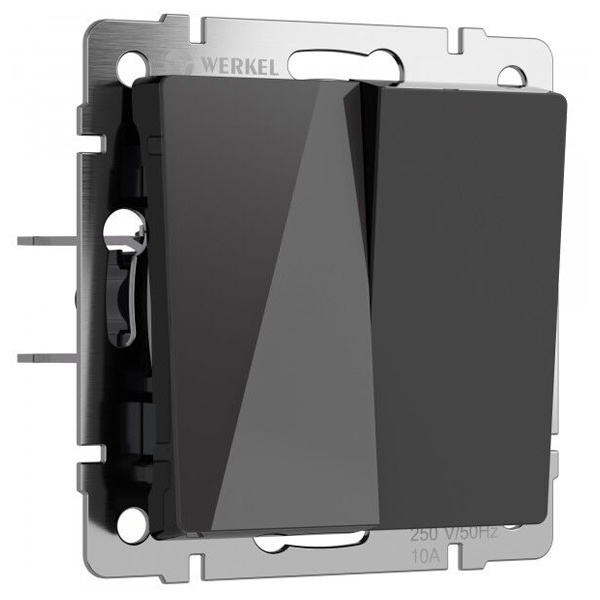 Выключатель двухклавишный проходной Werkel акрил черный