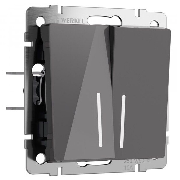 Выключатель двухклавишный с подсветкой Werkel акрил графит