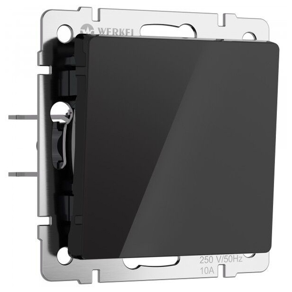 Выключатель одноклавишный проходной Werkel акрил черный