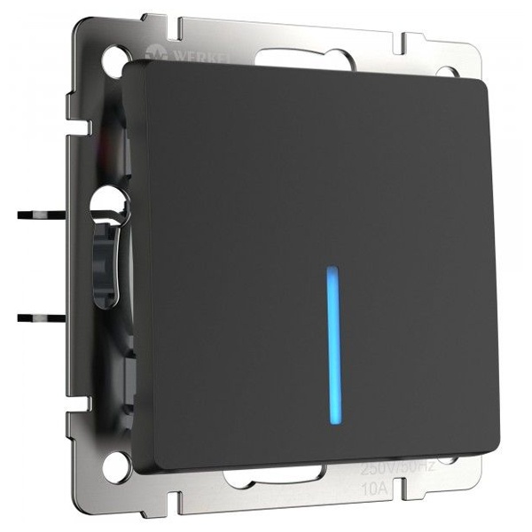 Выключатель одноклавишный с подсветкой Werkel черный матовый