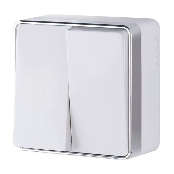 Выключатель накладной двухклавишный Werkel Gallant белый