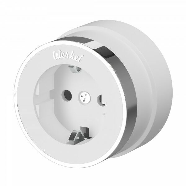 Накладная розетка с заземлением Werkel Vintage белый матовый/хром
