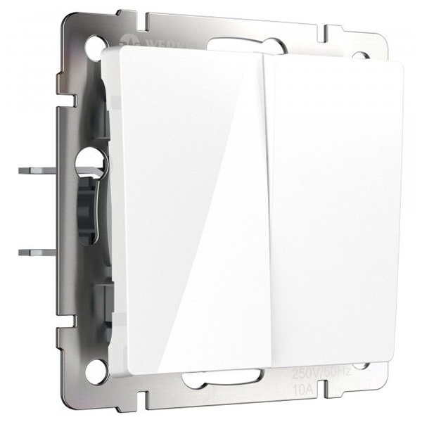 Выключатель двухклавишный проходной Werkel белый