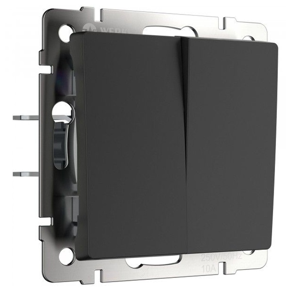 Выключатель двухклавишный проходной Werkel черный матовый