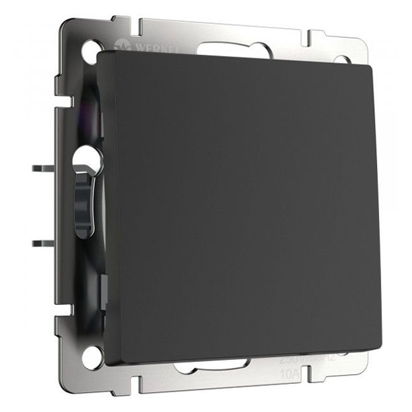 Перекрестный выключатель одноклавишный Werkel черный матовый