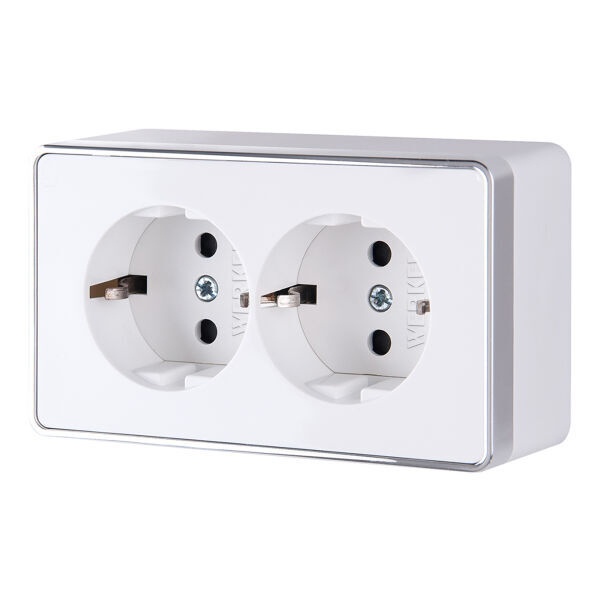 Розетка накладная двойная с заземлением Werkel Gallant белый
