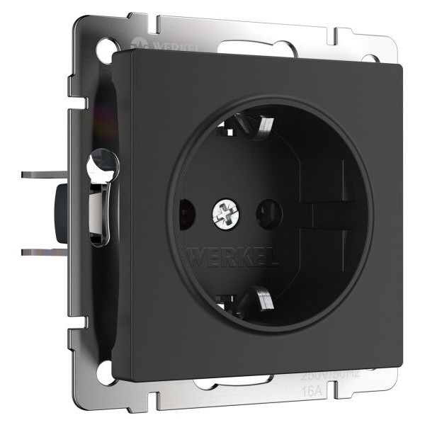 Розетка с заземлением Werkel черный матовый