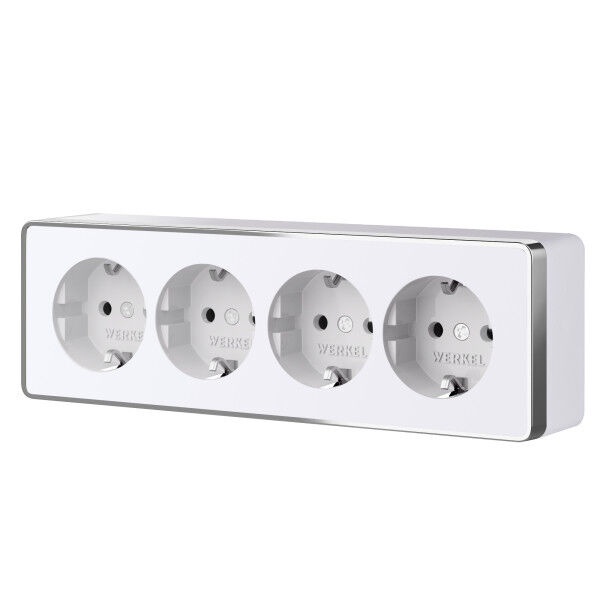 Розетка накладная четверная с заземлением и шторками Werkel Gallant белый