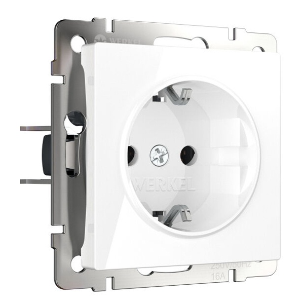 Розетка с заземлением, безвинтовой зажим Werkel белый