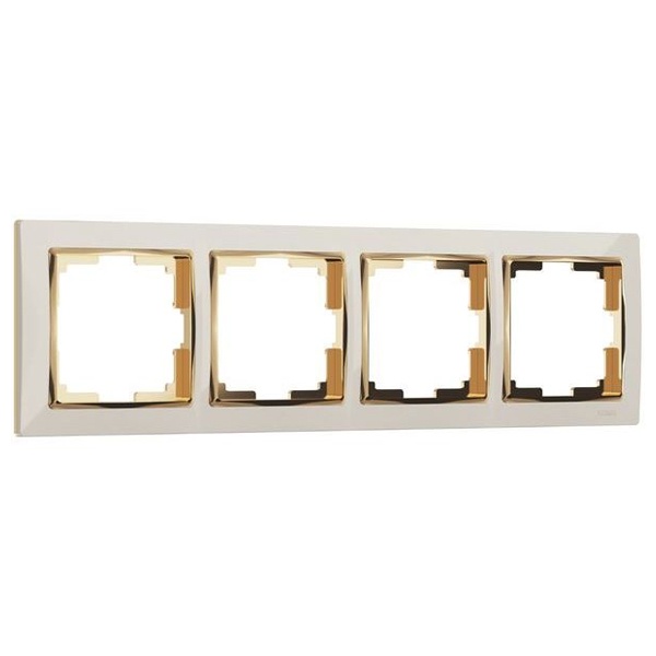 Рамка на 4 поста Werkel Snabb слоновая кость/золото