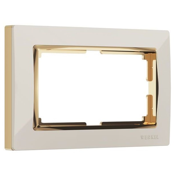 Рамка для двойной розетки Werkel Snabb слоновая кость/золото