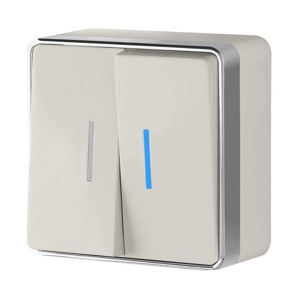 Выключатель накладной двухклавишный с подсветкой Werkel Gallant слоновая кость (бежевый)