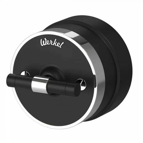 Накладной переключатель одноклавишный Werkel Vintage черный матовый/хром