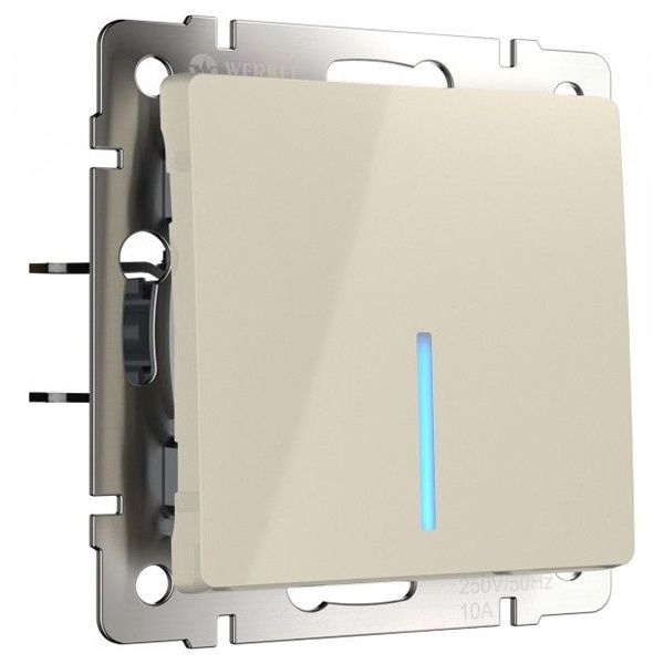 Выключатель одноклавишный проходной с подсветкой Werkel слоновая кость (бежевый)