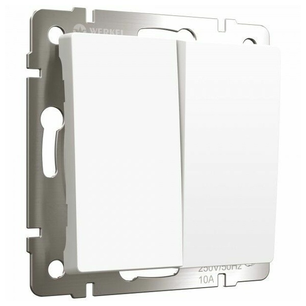 Выключатель двухклавишный проходной Werkel белый матовый